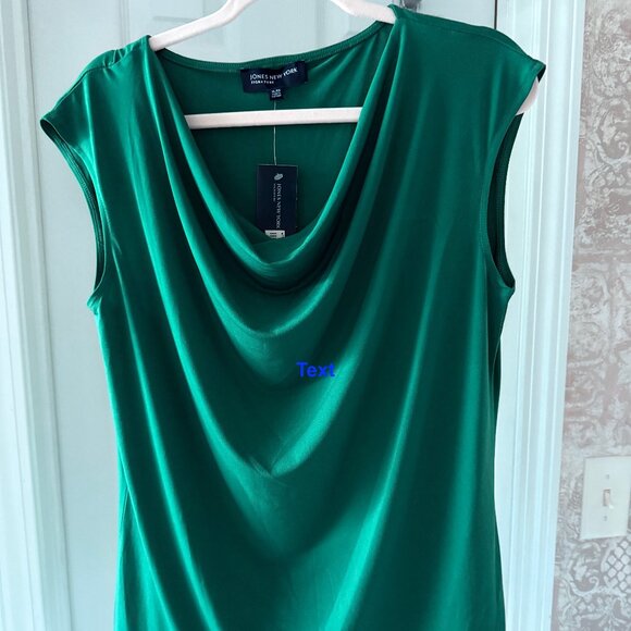 Jones New York Tops - JONES NEW YORK Signature Silky Green Blouse - Draped Neckline - Size XL - NWT